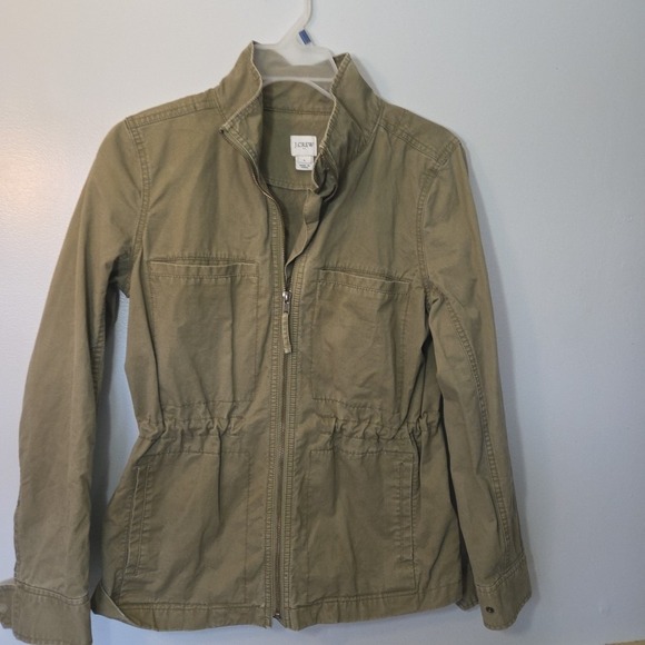 JCREW Womens Small Olive Green Full Zip Cinch Waist Utility Jacket G1506 TT1 - Picture 4 of 13